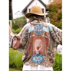 NWT Love Language Cropped Bamboo Kimono Cardigan Size OS